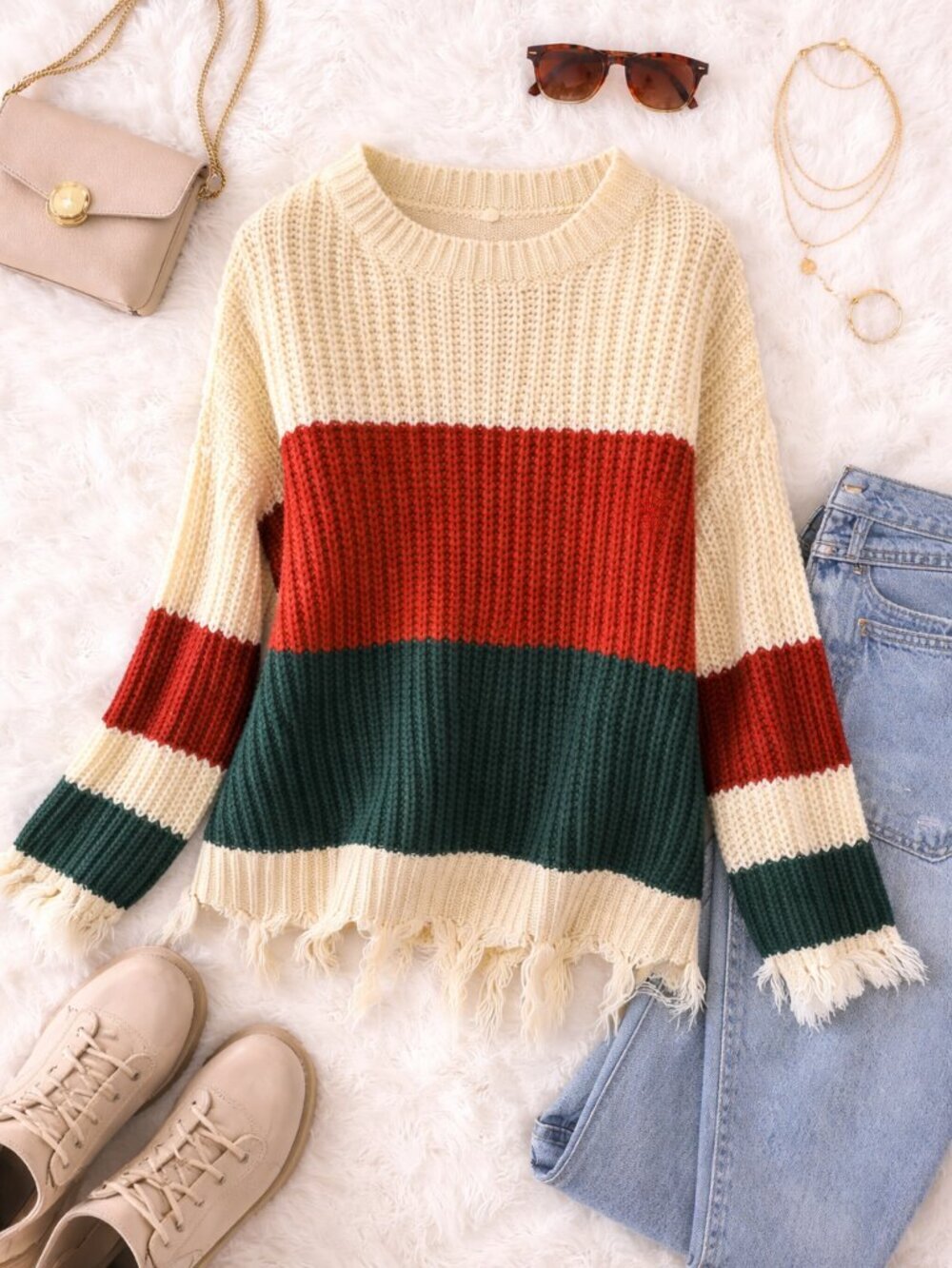 HYFVE Colorblock Distressed Sweater – Medium